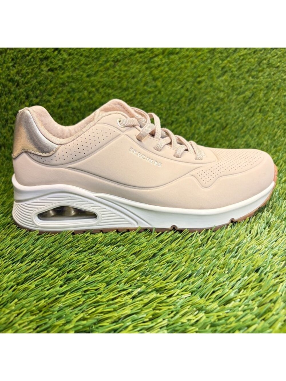 Skechers Uno Shimmer Away Womens Size 7 Beige‎ Athletic Running Shoes Sneakers
